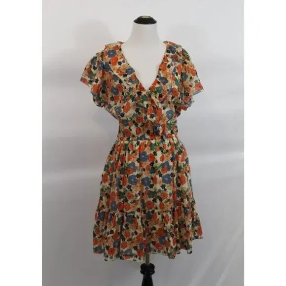 TROVATA Birds of Paradis Sz M Medium Marcella Dress Marina Floral Ruffle - Picture 2 of 8